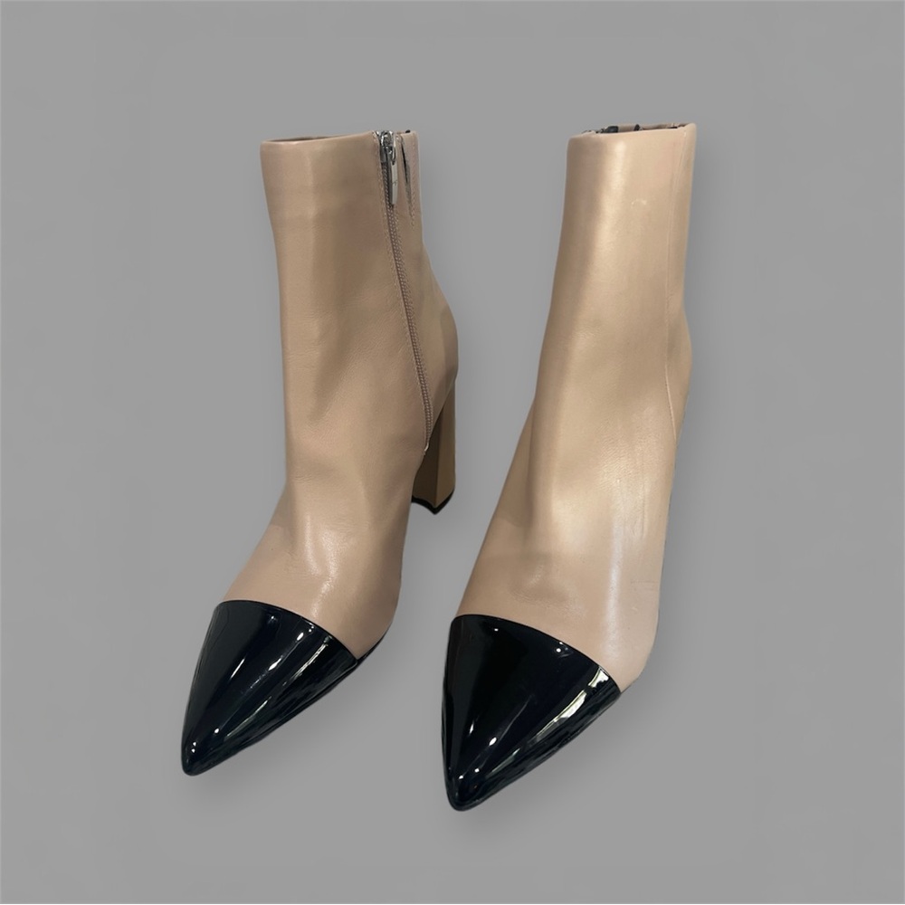 Marc Fisher Gaylena Beige and Black Ankle Booties